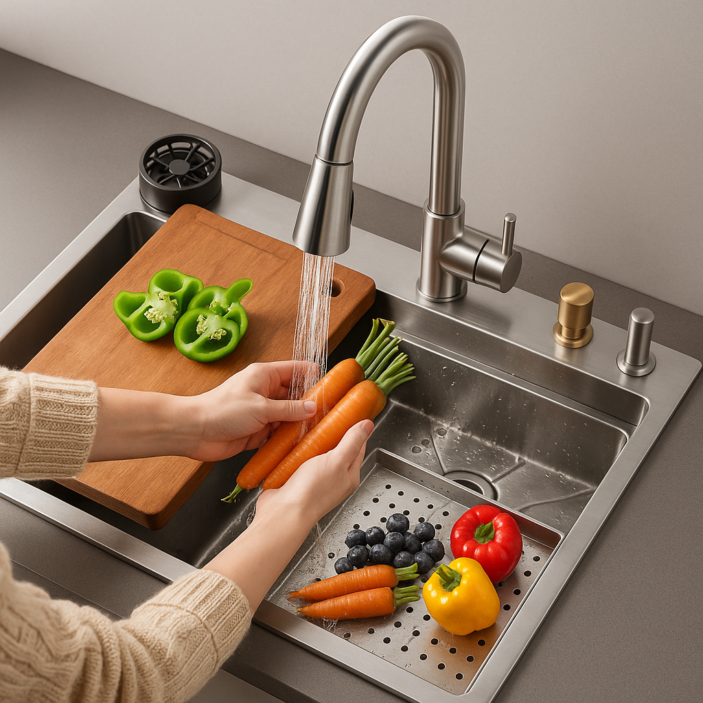 ALL IN ONE WATER FALL KITCHEN SINK SUS-304
