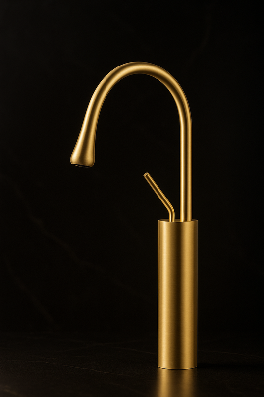 SWAN NECK BASIN MIXER 12” PVD HOT/COLD