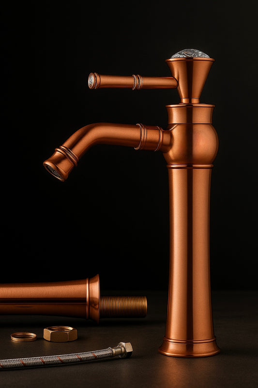 DIAMOND HEAD BASIN MIXER 12” PVD HOT/COLD
