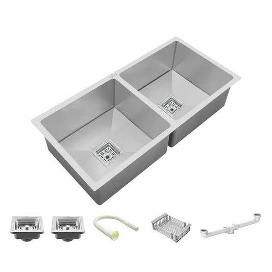 HANDMADE DOUBLE BOWL KITCHEN SINK 37”x18”