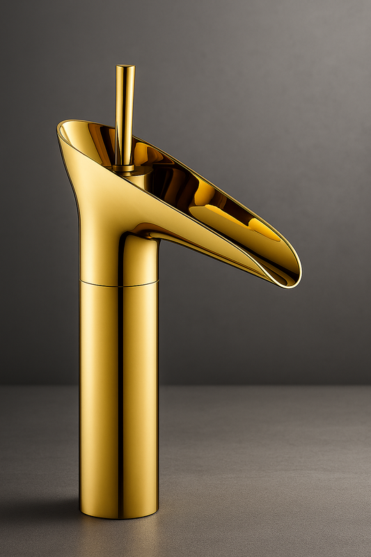 WATERFALL BASIN MIXER 12” PVD HOT/COLD