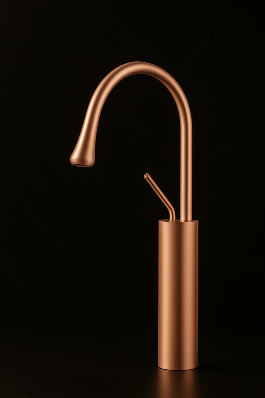 SWAN NECK BASIN MIXER 12” PVD HOT/COLD