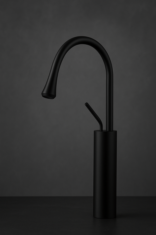 SWAN NECK BASIN MIXER 12” PVD HOT/COLD