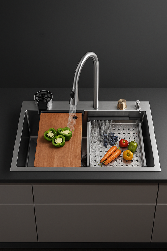 ALL IN ONE WATER FALL KITCHEN SINK SUS-304